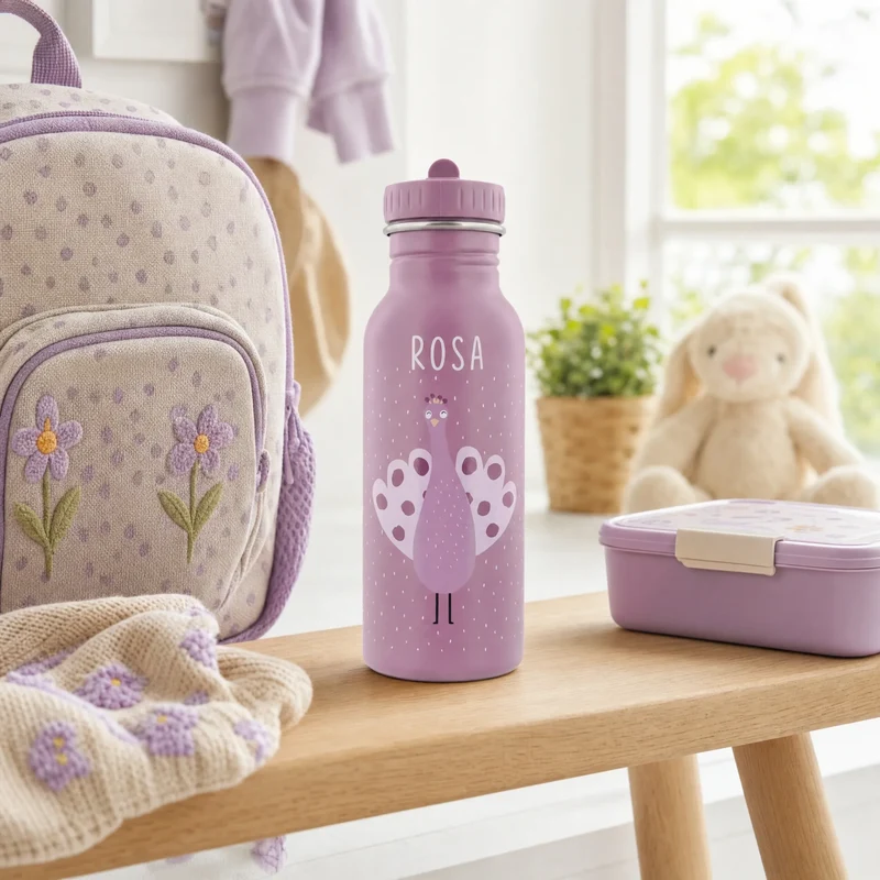 Trixie Trinkflasche Kinder personalisiert Pfau
