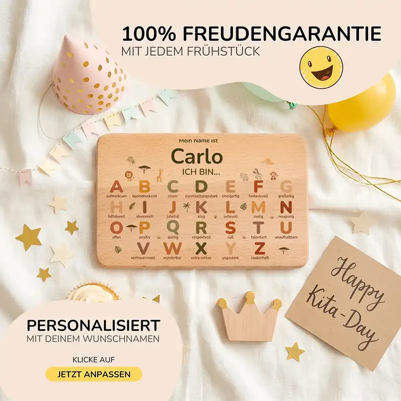 ABC Brettchen Kinder personalisiert – Sterne klassisch