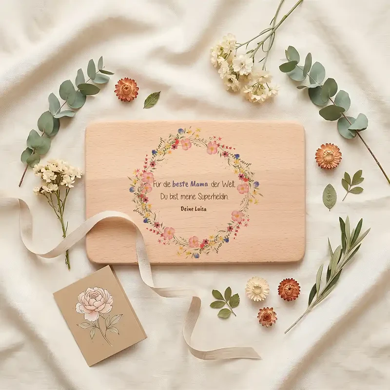 Personalisiertes Frühstücksbrettchen Muttertag – Wildblumen Beste Mama