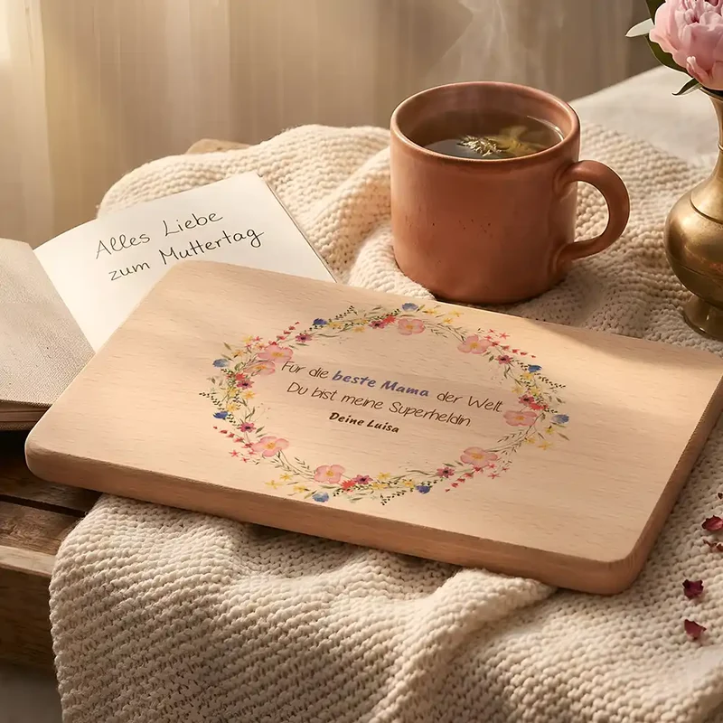 Personalisiertes Frühstücksbrettchen Muttertag – Wildblumen Beste Mama