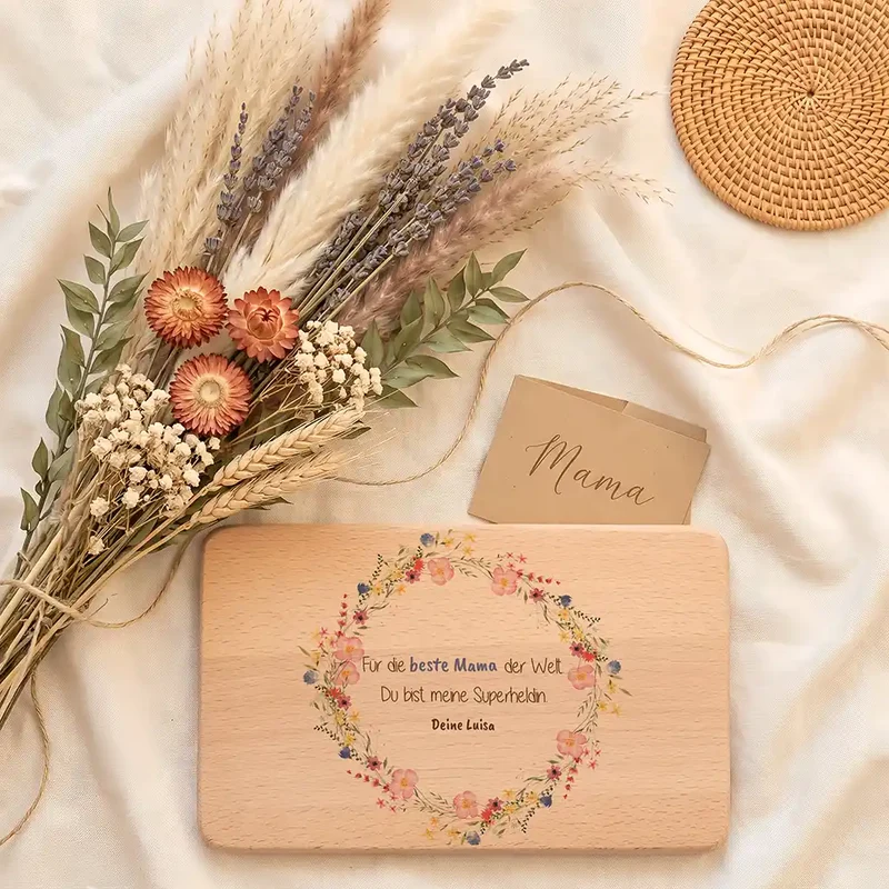 Personalisiertes Frühstücksbrettchen Muttertag – Wildblumen Beste Mama