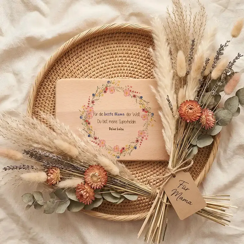 Personalisiertes Frühstücksbrettchen Muttertag – Wildblumen Beste Mama