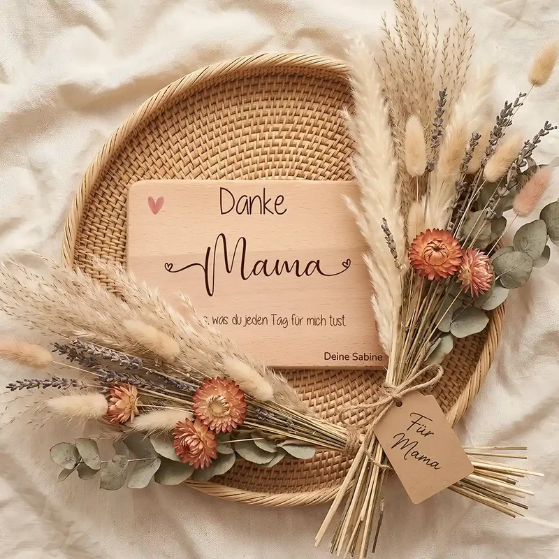 Personalisiertes Frühstücksbrettchen Muttertag – Danke Mama Herzen