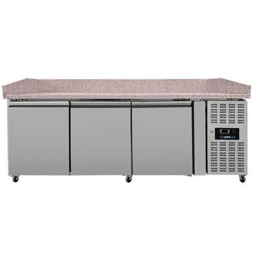Pizzakühltisch mit 3 Türen und Räder - 2020x800x1000 mm