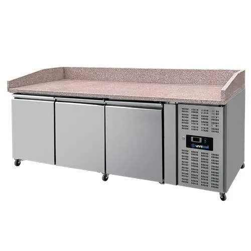 Pizzakühltisch mit 3 Türen und Räder - 2020x800x1000 mm