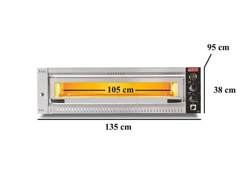 Elektro Profi Pizzaofen / 6x34 cm (Breit) / Vollschamott / PO 10570/T