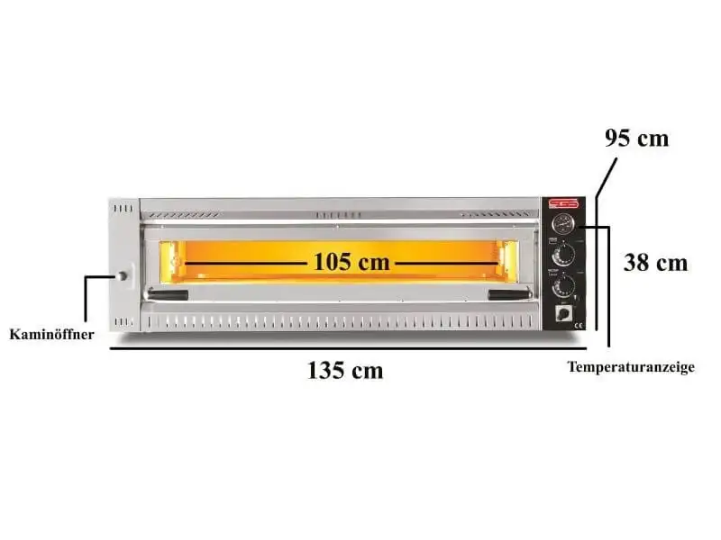 Elektro Profi Pizzaofen / 6x34 cm (Breit) / Vollschamott / PO 10570/T