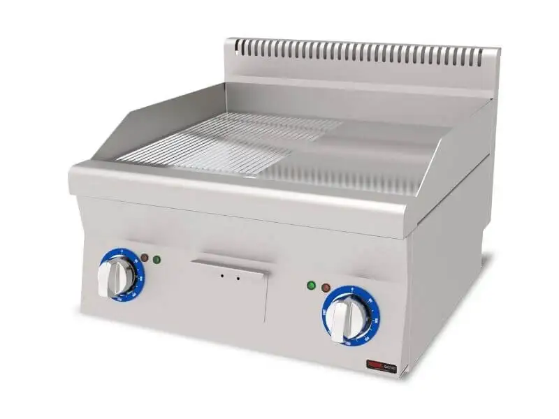 Elektro Bratplatte Hardchrome / Glatt+Gerillt / 6 kW / Premium Serie 600