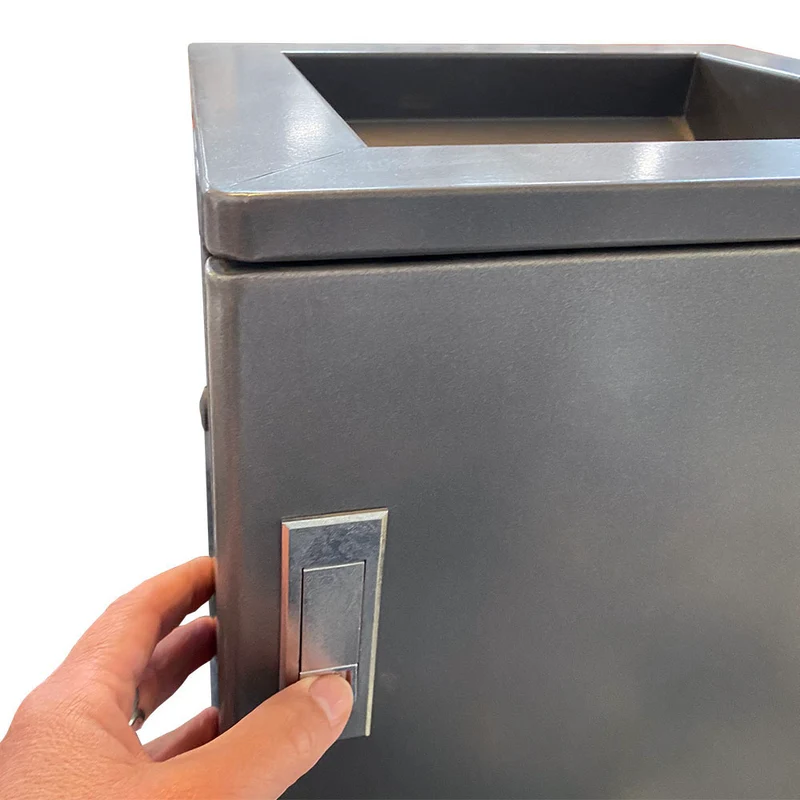 Abfallbehälter 50 Liter Metall Grau – Mülleimer mit Einwurföffnung und Seitentür