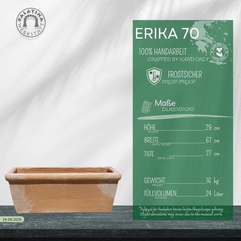 Pflanzkübel rechteckig Terrakotta "Erica", rechteckig, L=70 cm