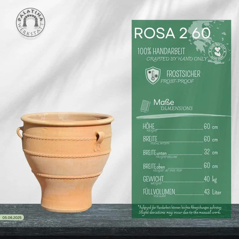 Terracotta Pflanzkübel "Rosa 2 ", H=60cm