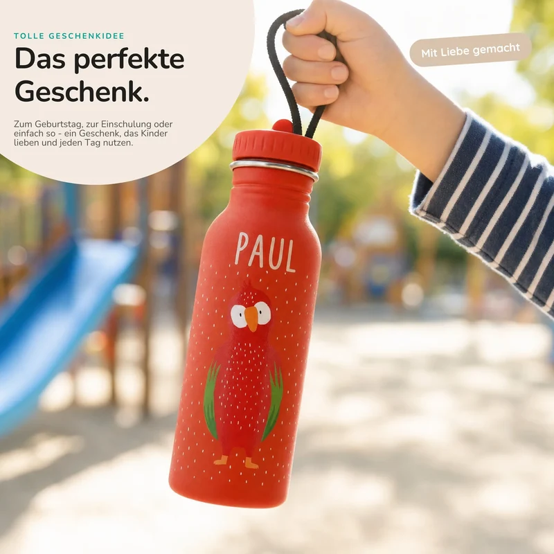 Trixie Trinkflasche Kinder personalisiert Papagei