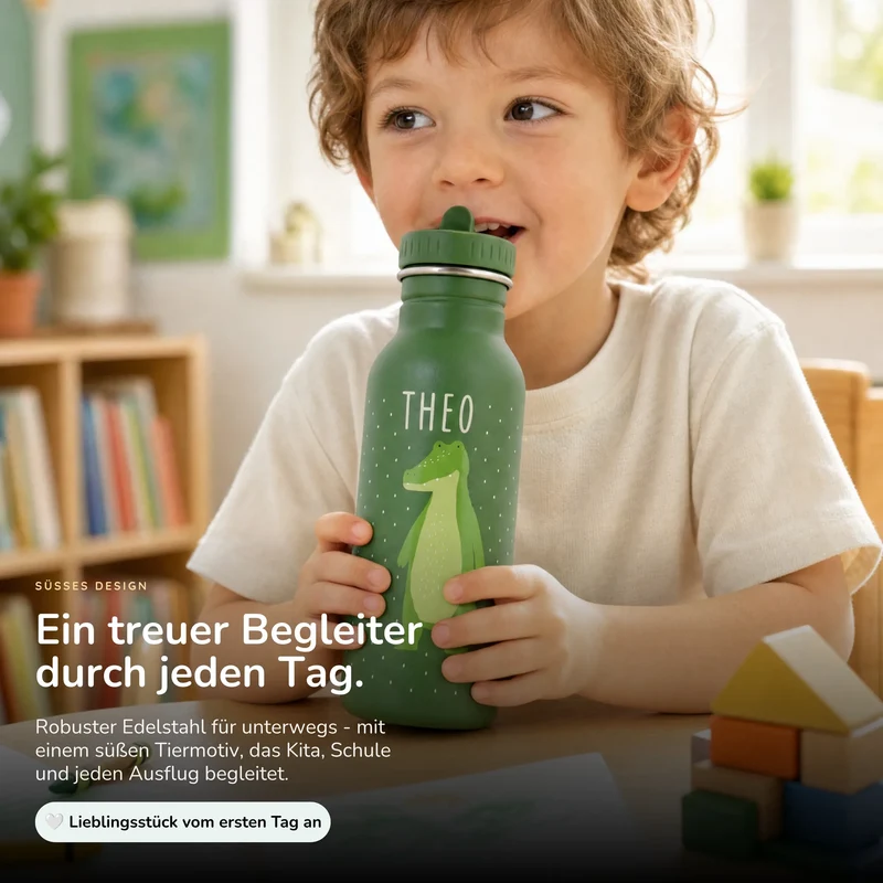 Trixie Trinkflasche Kinder personalisiert Krokodil