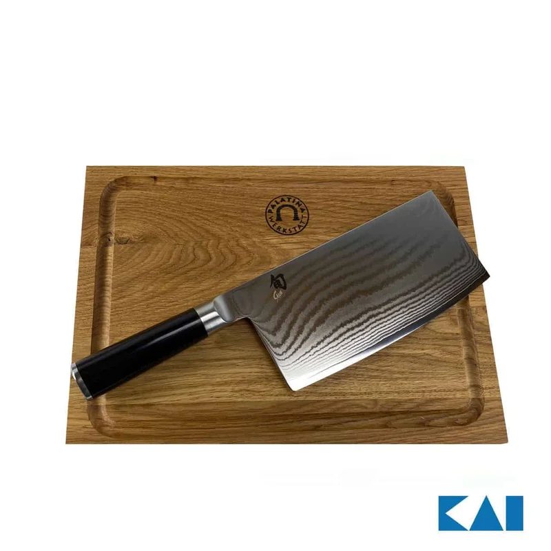 Kai Shun Classic Chinakochmesser DM-0712 + Schneidebrett aus Eiche, 30x22 cm