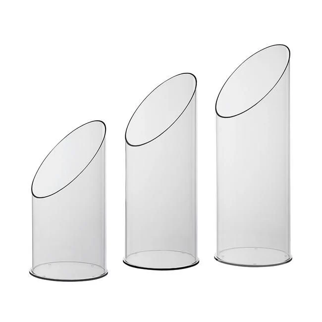 Verkaufsschütte "Flöte" Acryl – Transparente Warenschütte mit schräger Front in 3 Größen