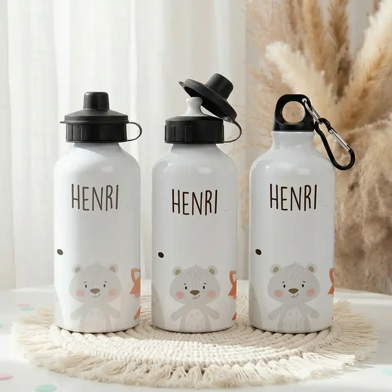 Personalisierte Trinkflasche Kinder – Bär & Fuchs