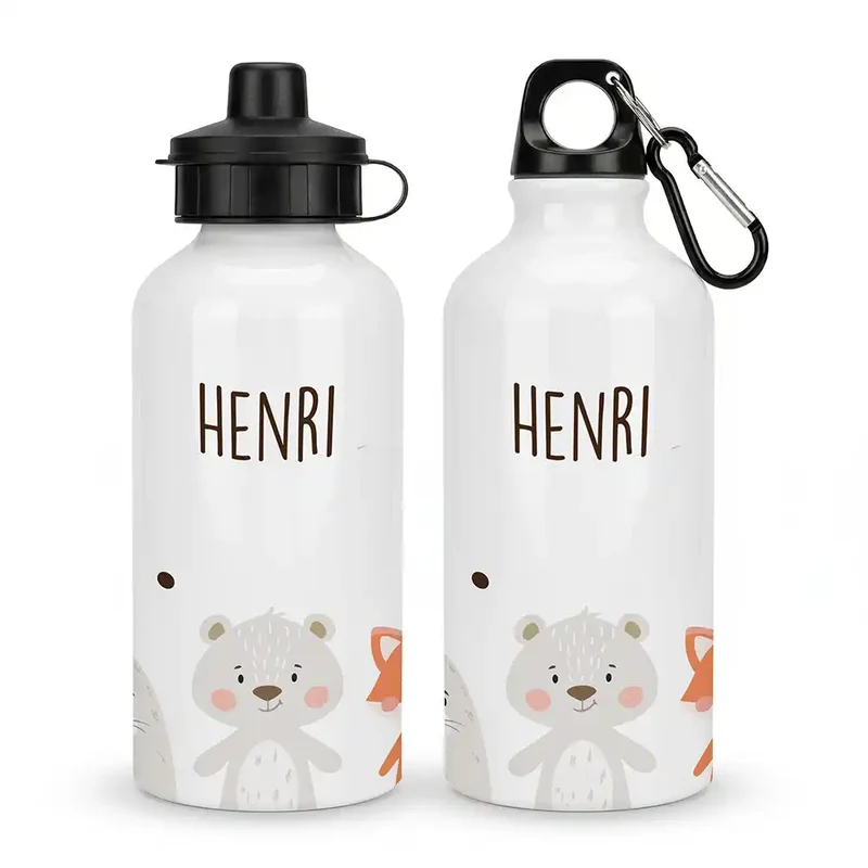 Personalisierte Trinkflasche Kinder – Bär & Fuchs