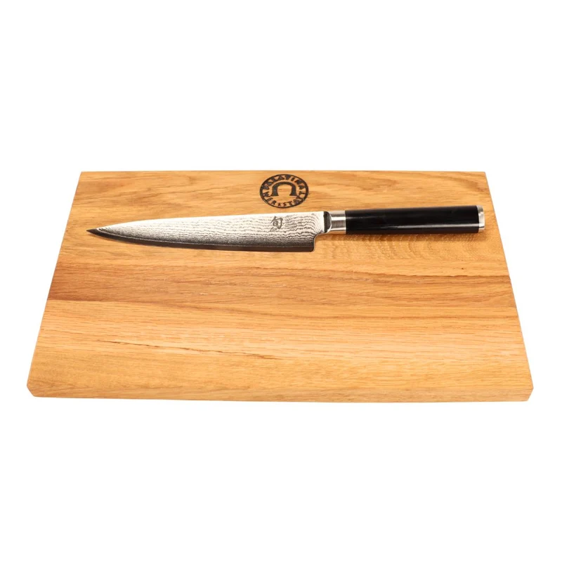 Kai Shun DM-0701 Allzweckmesser | Klinge 15 cm +Schneidebrett aus Eiche 30x20 cm