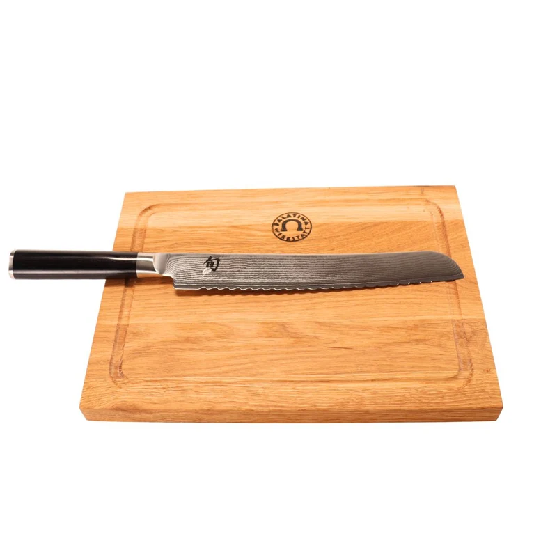 Kai Shun DM-0705 Brotmesser Klinge 23,0 cm + Eichenholzbrett, 30x22 cm