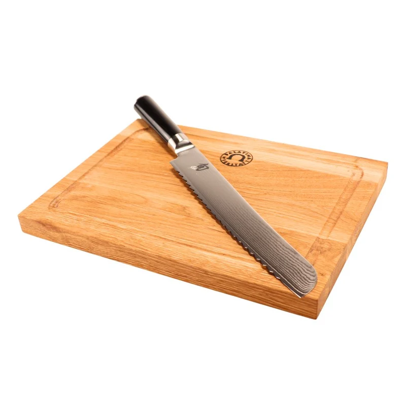 Kai Shun DM-0705 Brotmesser Klinge 23,0 cm + Eichenholzbrett, 30x22 cm