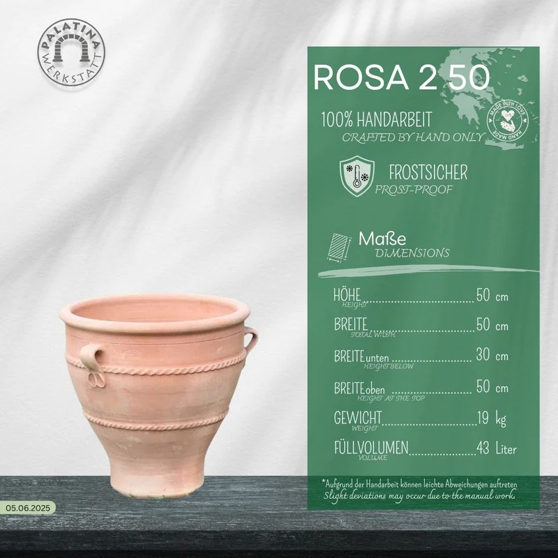 Terracotta Pflanzkübel "Rosa 2", H=50cm