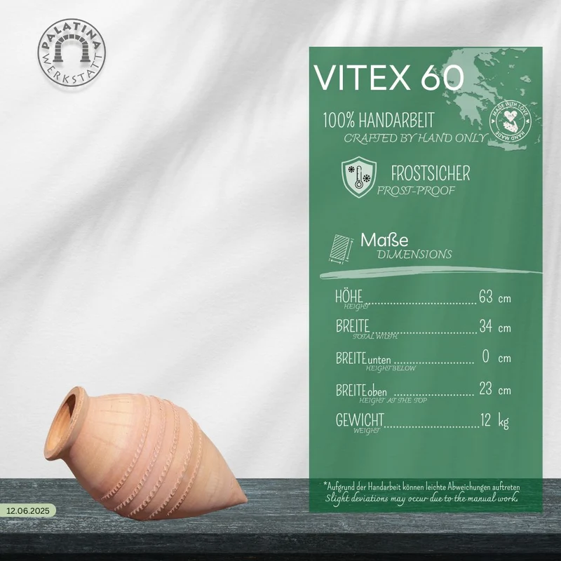 Liegende Amphore "Vitex", H=60cm