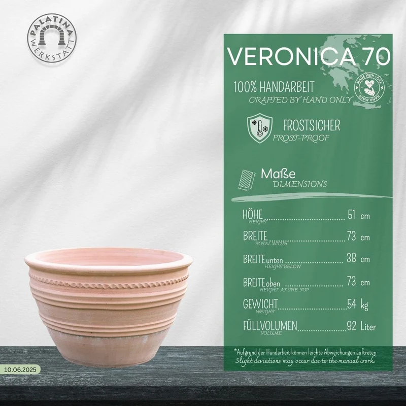 frostbeständiger großer terracotta Keramiktopf "Veronica", D=70cm