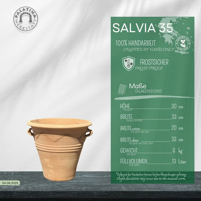 Terracotta Pflanztopf, Blumenkübel "Salvia", H=34 cm
