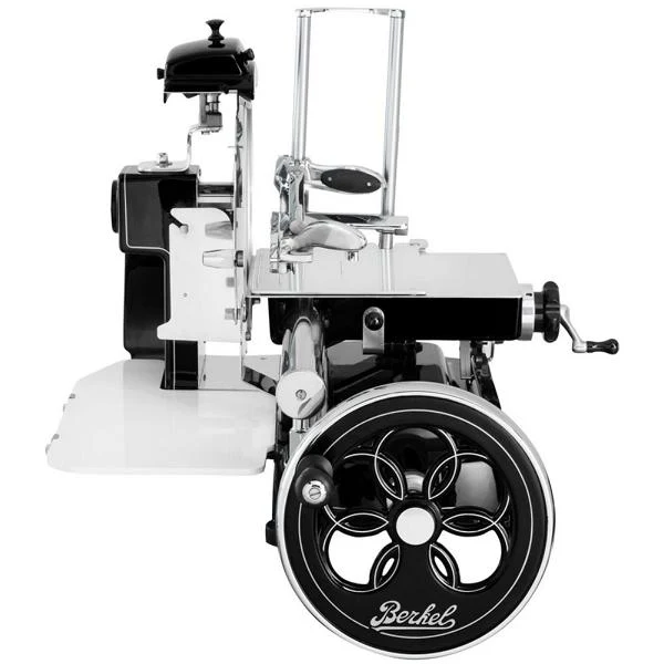 Berkel Volano B3 Schwarz, Aufschnittmaschine mit Schwungrad + Aufschnittbrett aus Fassholz