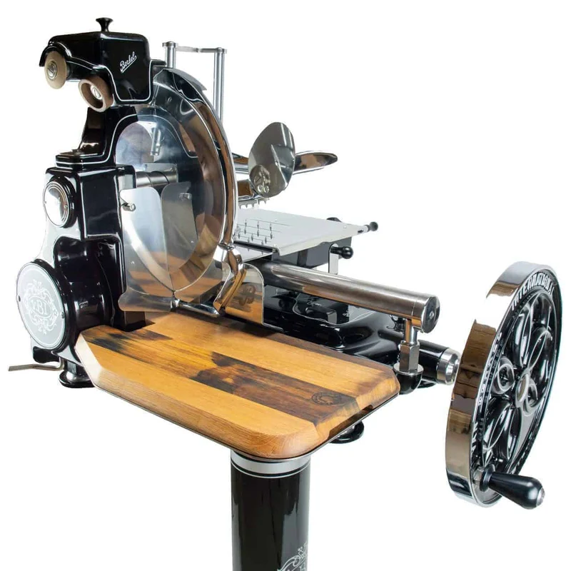 Berkel Volano B114 | schwarz | manuelle Aufschnittmaschine mit Standfuß + Fassholzbrett