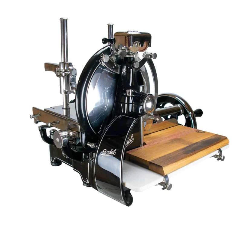 Berkel Volano P15 schwarz, manuelle Aufschnittmaschine mit Schwungrad+ Aufschnittbrett