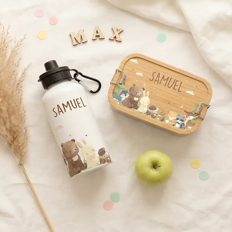 Personalisierte Trinkflasche Kinder – Waldfreunde