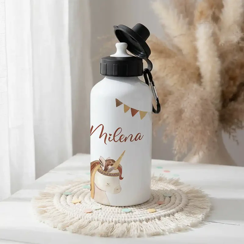 Personalisierte Trinkflasche Kinder – Einhorn Indianer