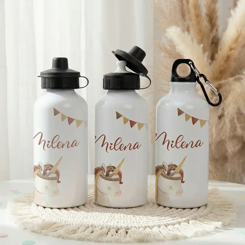 Personalisierte Trinkflasche Kinder – Einhorn Indianer