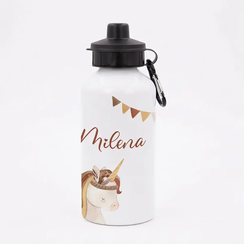 Personalisierte Trinkflasche Kinder – Einhorn Indianer