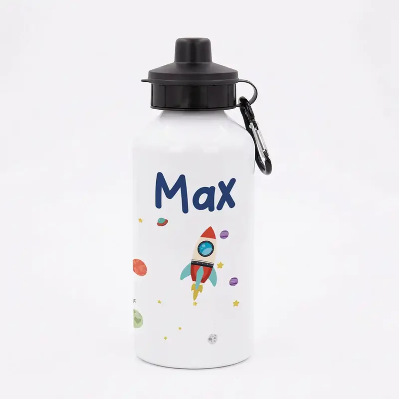 Personalisierte Trinkflasche Kinder – Rakete Weltall