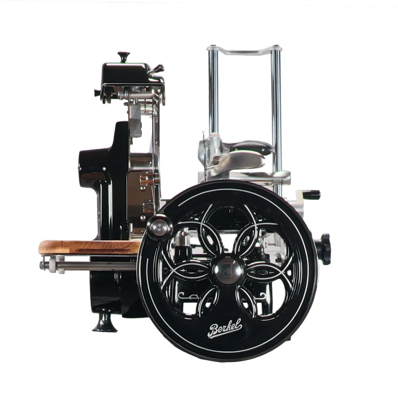 Berkel Volano B2 Schwarz, Manuelle Schwungradmaschine + Fassholz Einlegebrett