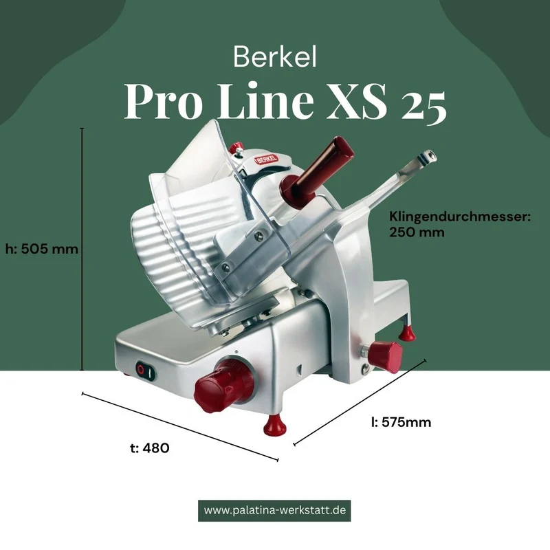 Berkel Pro Line XS 25 Silber, Professionelle Aufschnittmaschine + Fassholz Einlegebrett