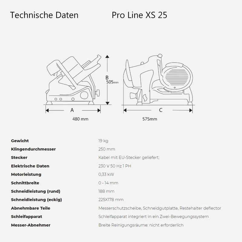 Berkel Aufschnittmaschine Pro Line XS 30 Rot, Der Profi Allesschneider für Ihre Küche + 100% handgefertigtes Fassholzbrett Unikat