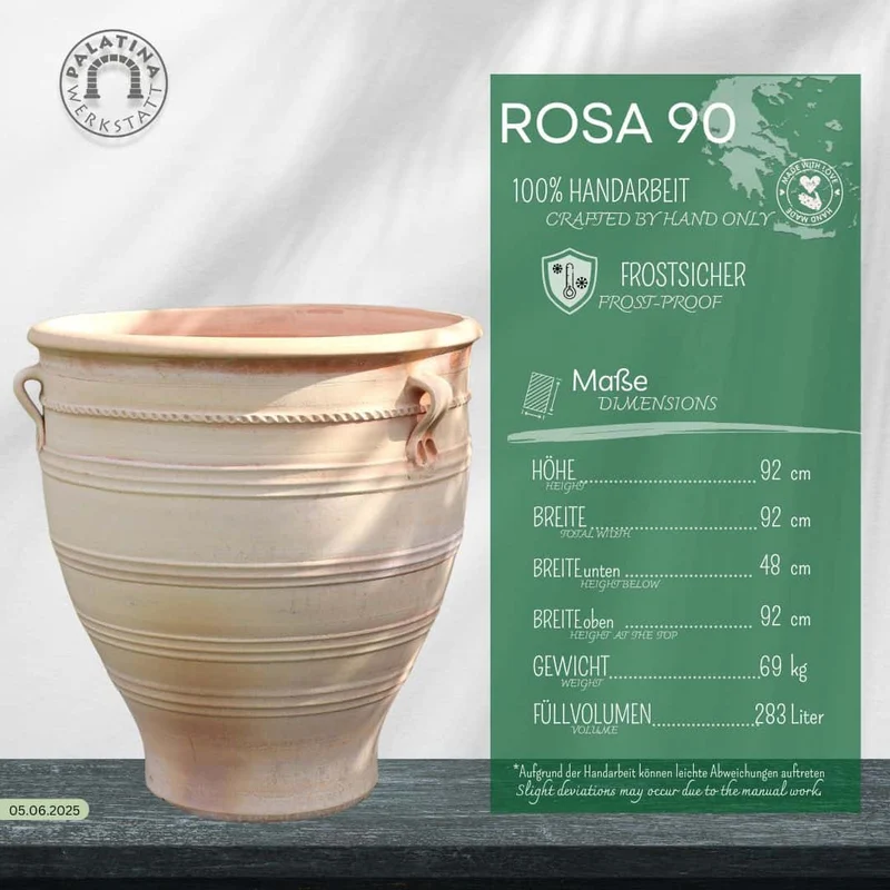 Terracotta Pflanzkübel groß, XXL "Rosa", H=90 cm