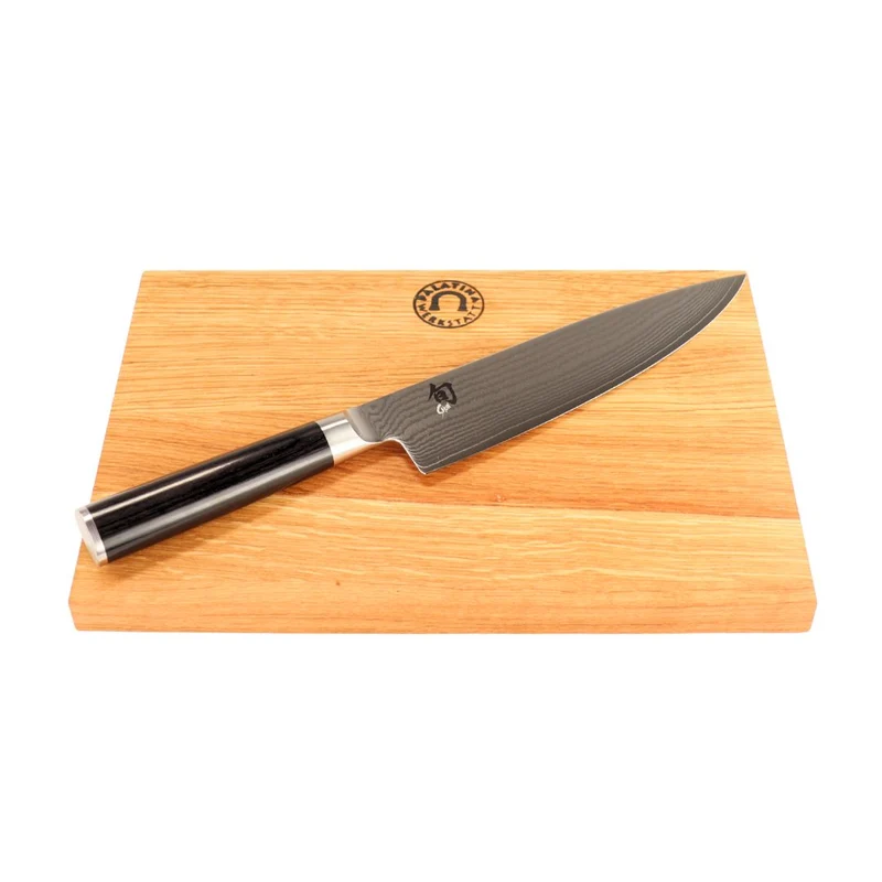 Kai Shun Classic DM-0706 Kochmesser 20 cm Klinge + Schneidebrett aus Eichenholz 30x20 cm