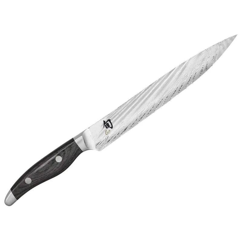 Kai Shun Nagare NDC-0704, ultrascharfes Schinkenmesser, 23 cm Klinge 72 Lagen Damaststahl +basaltgraues Schneidebrett 34x21 cm (Eiche)