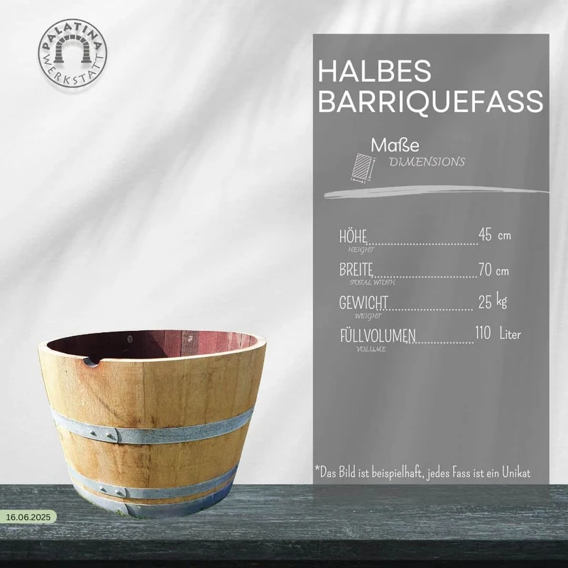halbes Weinfass, Barrique, Holzfass, Blumenkübel