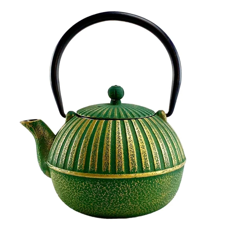 chinesische Teekanne, Gusskanne, Modell: Yini , grün-gold 0,9 Liter
