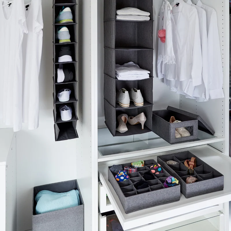 PREMIUM Wäsche Organizer Grau - 8 Fächer