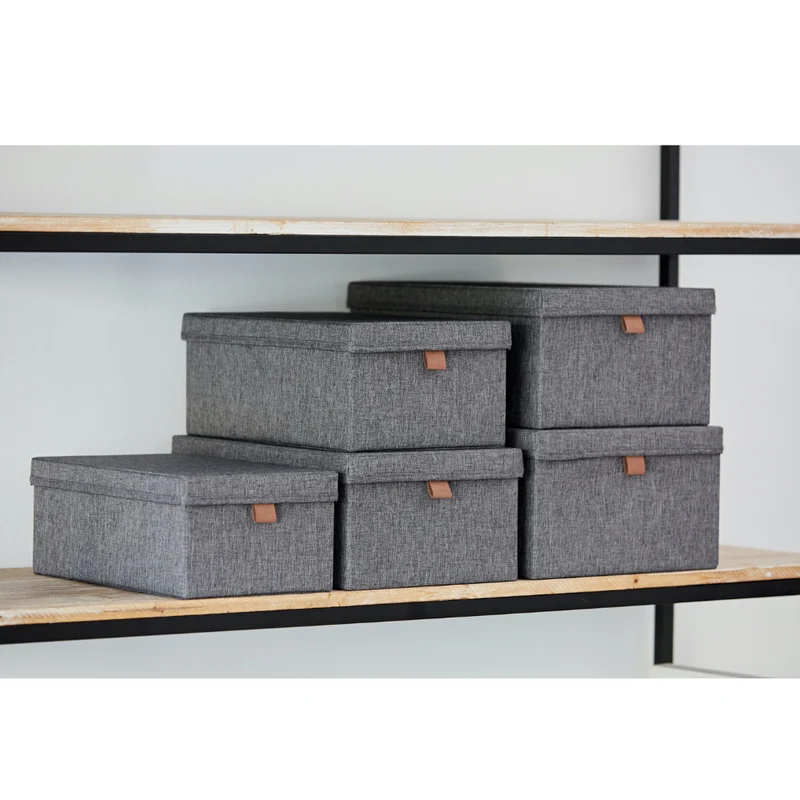 PREMIUM Aufbewahrungsboxen mit Deckel Grau - Set 5 Stk.