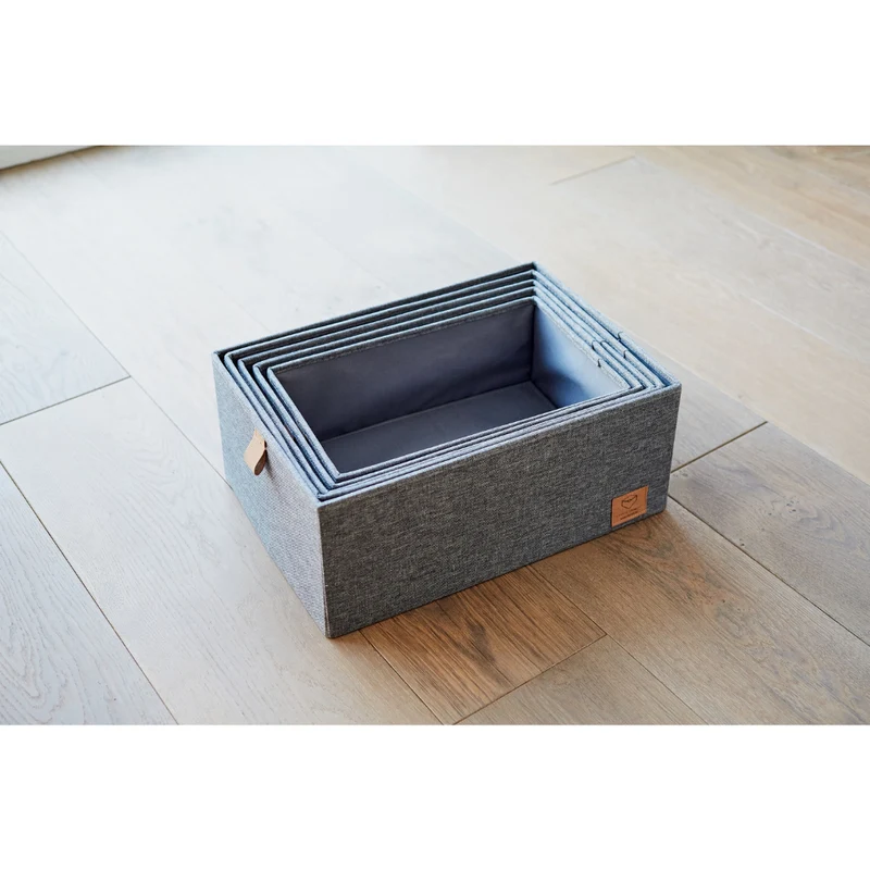 PREMIUM Aufbewahrungsboxen mit Deckel Grau - Set 5 Stk.