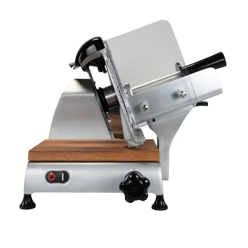 Berkel Red Line 250 Grau Teflon, Original Profi-Aufschnittmaschine, Messerdurchmesser 25 cm + Einlegebrett Eichenholz