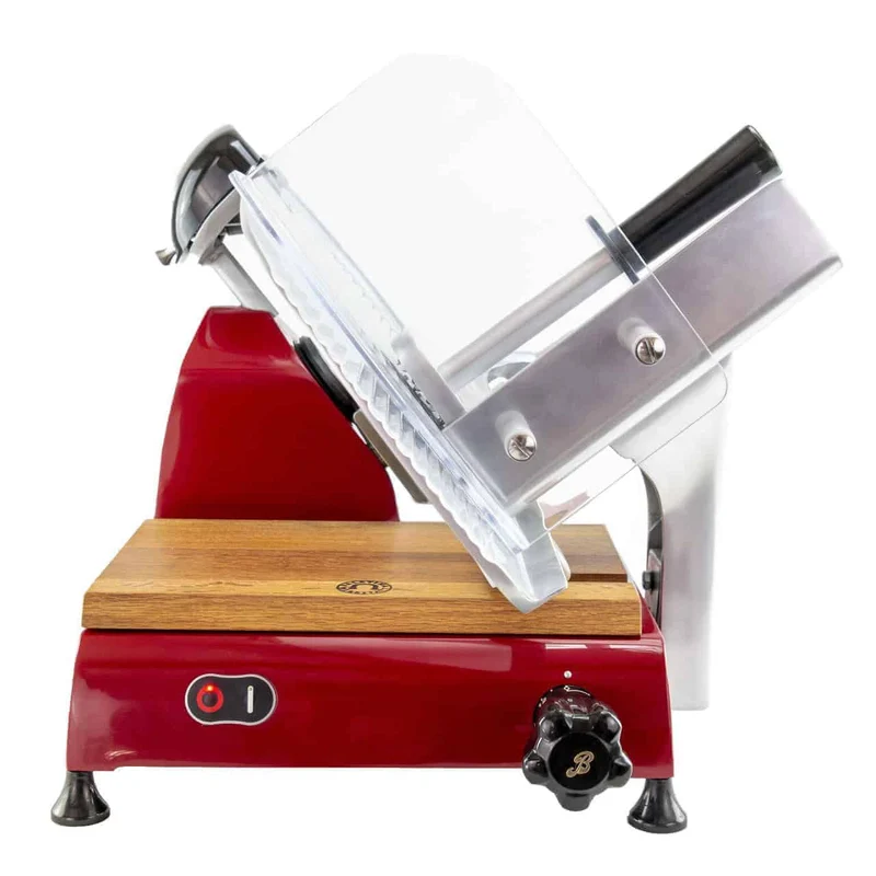 Berkel Red Line 300 Rot, Original Profi-Aufschnittmaschine, Messerdurchmesser 300 mm + Einlegebrett Eichenholz