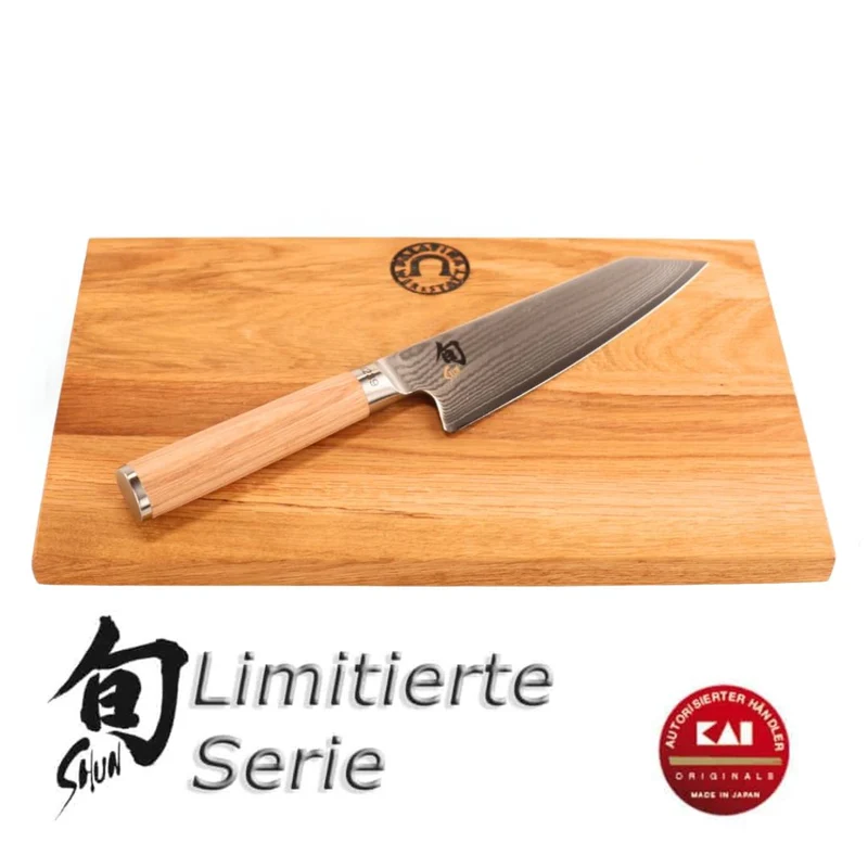 Kai Shun Kiritsuke White – Limitierte 5.555 Stk. | Set mit Eichenbrett 30×20 cm